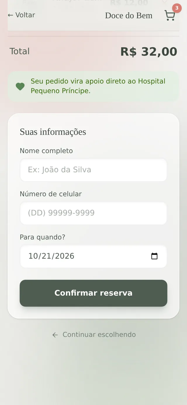 Reserva no celular.